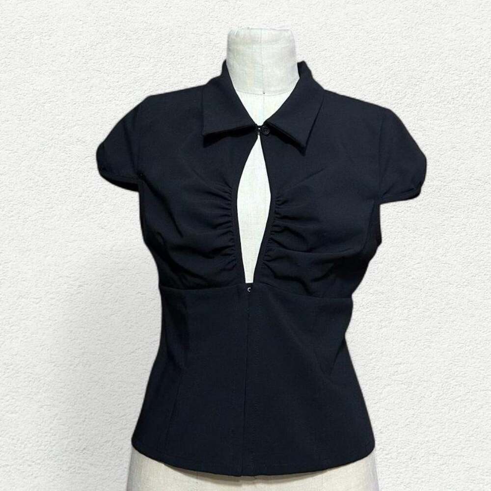 With Consideration The Gathered Bust Blouse Shirt in Black